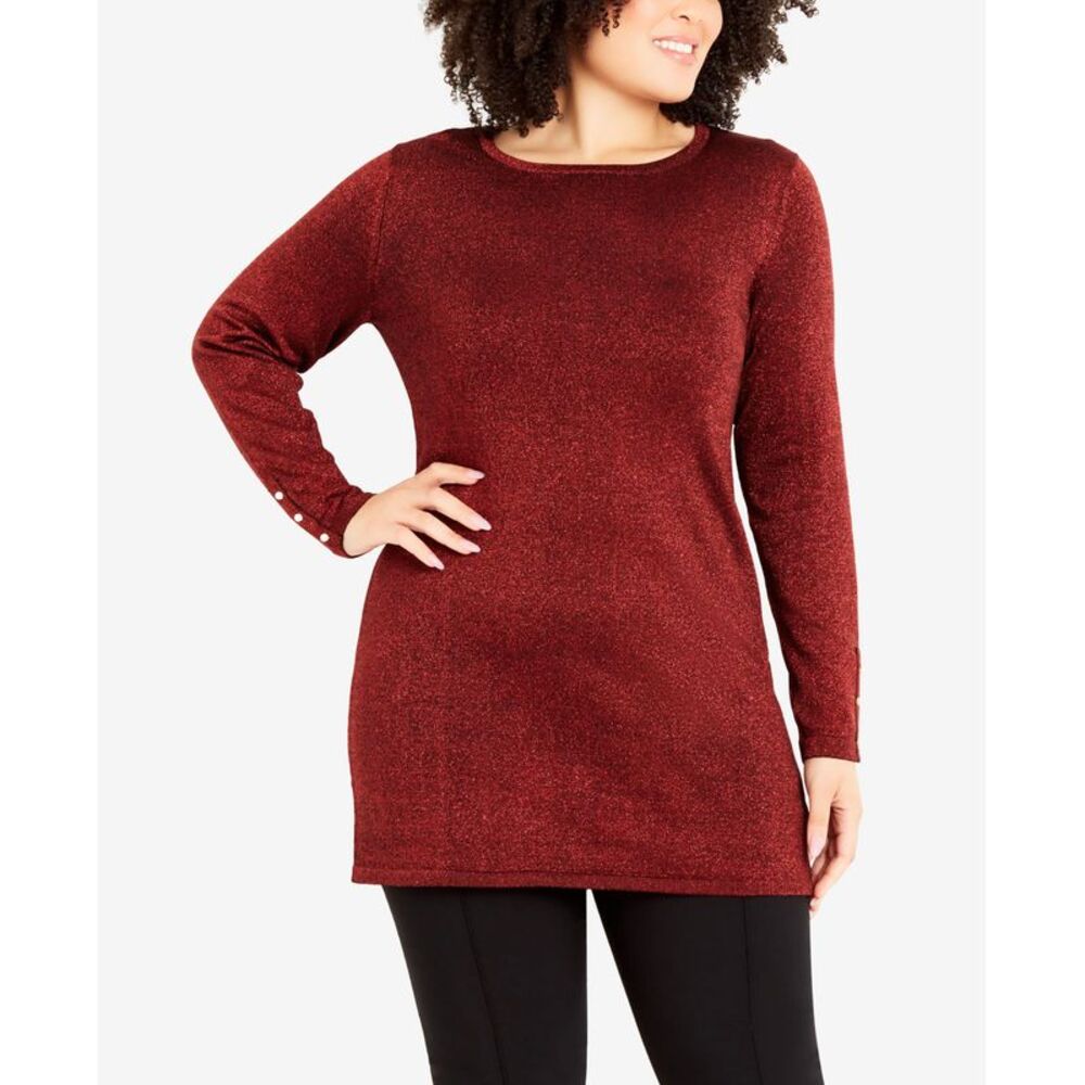 Avenue Plus Size Button Tunic Sweater